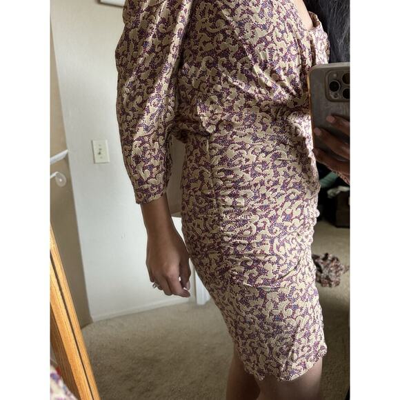 BA&SH Bash Crystal Ruched Floral Print Crepe Mini Dress Size M - Picture 10 of 16